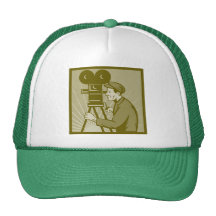 Directeur vintage d'appareil-photo de film de film casquettes de camionneur