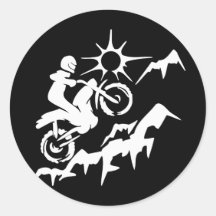 Dirt Bike Mountain Round Stickers