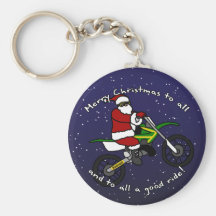 Dirt Bike Santa Keychain