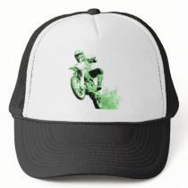 Dirt Bike Wheeling in Mud (Green) Trucker Hat