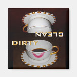Dirty and Clean Dishwasher Fancy Dishes Refrigerator Magnet