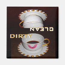 Dirty and Clean Dishwasher Fancy Dishes Refrigerator Magnet