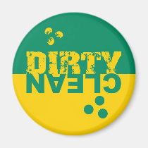 Dirty/Clean Dishwasher Magnet Green and Yellow magnets
