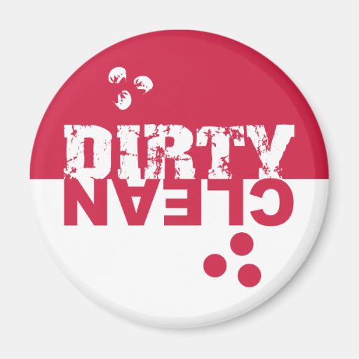Dirty/Clean Dishwasher Magnet Red and White