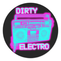DIRTY ELECTRO dance club DJ girls an guys neon Round Sticker