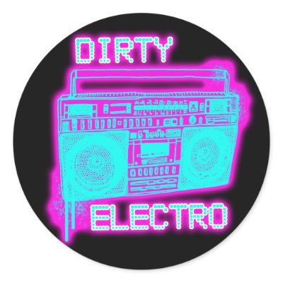DIRTY ELECTRO dance club DJ girls an guys neon Round Sticker by dustyvinyldesign