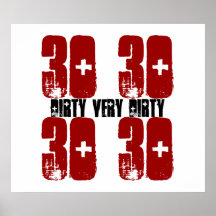 Dirty Thirty 30 Birthday Party Poster Grunge Red 2