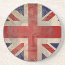 Dirty U.K. Flag Coaster with Queen Elizabeth II