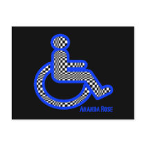 Disabled In Retro Blue Post Card