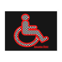Disabled In Retro Red Post Card