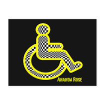 Disabled In Retro Yellow Post Card