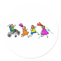 Disabled Kids Round Sticker