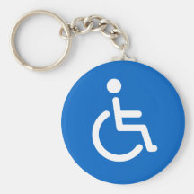 Disabled sign or handicapped symbol blue and white keychains
