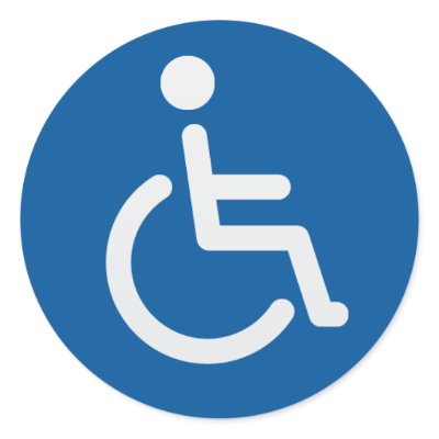 Disabled sign or handicapped symbol blue and white by ButtonsGalore