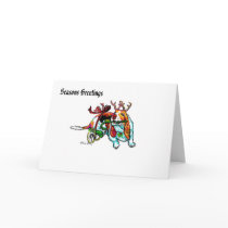 Disabled Xmas Basset Hound Greetings Card