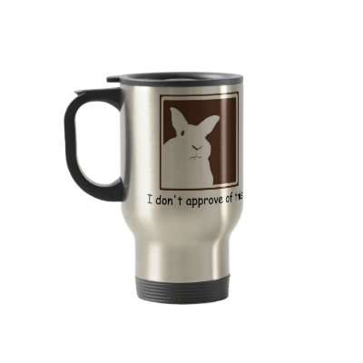 Disapproving Rabbits Travel Mug by Birdchick