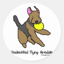 Disc Dog Airedale Terrier Round Stickers