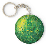 Disco Ball Green Keychain