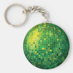 Disco Ball Green Keychain