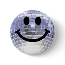 Disco Ball Smiley Pinback Buttons