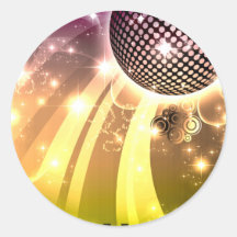 disco cityscape round stickers