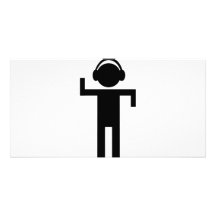 disco head phone type icon customized photo card