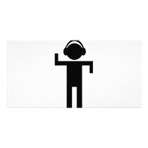 disco head phone type icon customized photo card