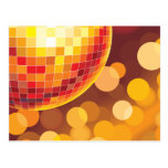 Disco Party Time Golden Lights Postcard