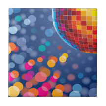 Disco Party Time Rainbow Lights Ceramic Tiles