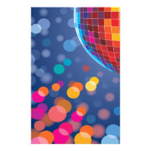 Disco Party Time Rainbow Lights Custom Stationery