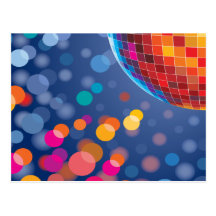 Disco Party Time Rainbow Lights Post Card
