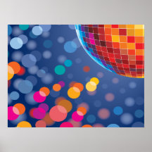 Disco Party Time Rainbow Lights Posters