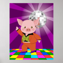 Disco pig on the dance floor