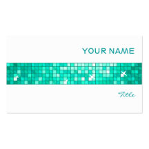 Disco Tiles Aqua business card tile stripe white
