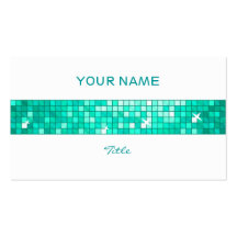 Disco Tiles Aqua tile stripe white back Business Card Template