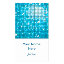 Disco Tiles Blue business card white portrait