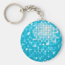 Disco Tiles Blue keychain round
