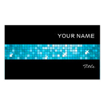 Disco Tiles Blue tile stripe black Business Card
