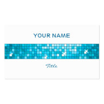 Disco Tiles Blue tile stripe white back Business Cards