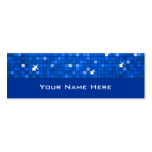 Disco Tiles Dark Blue business card skinny