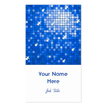 Disco Tiles Dark Blue business card white portrait