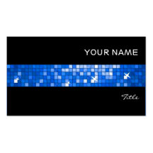Disco Tiles Dark Blue tile stripe black Business Card Templates