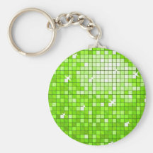 Disco Tiles Green keychain round
