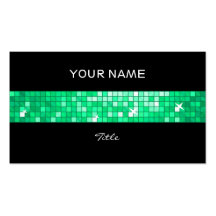 Disco Tiles Jade tile stripe black back Business Card Template