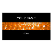 Disco Tiles Orange tile stripe black back Business Card