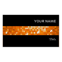 Disco Tiles Orange tile stripe black Business Card