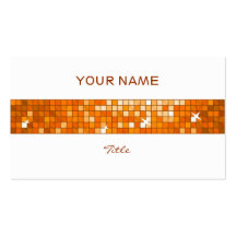 Disco Tiles Orange tile stripe white back Business Card Template