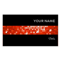 Disco Tiles Red tile stripe black Business Card