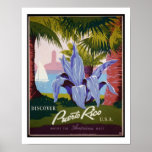 Discover Puerto Rico USA Vintage Travel Poster