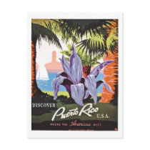 Discover Puerto Rico vintage travel poster Post Cards